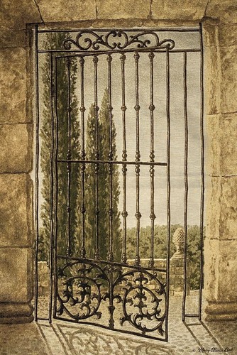 Garden gate scene - scene, 106cm