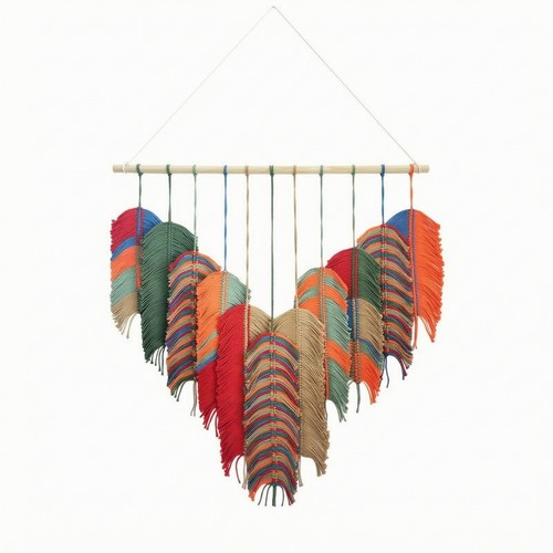 Macrame wall hanging with - wall,